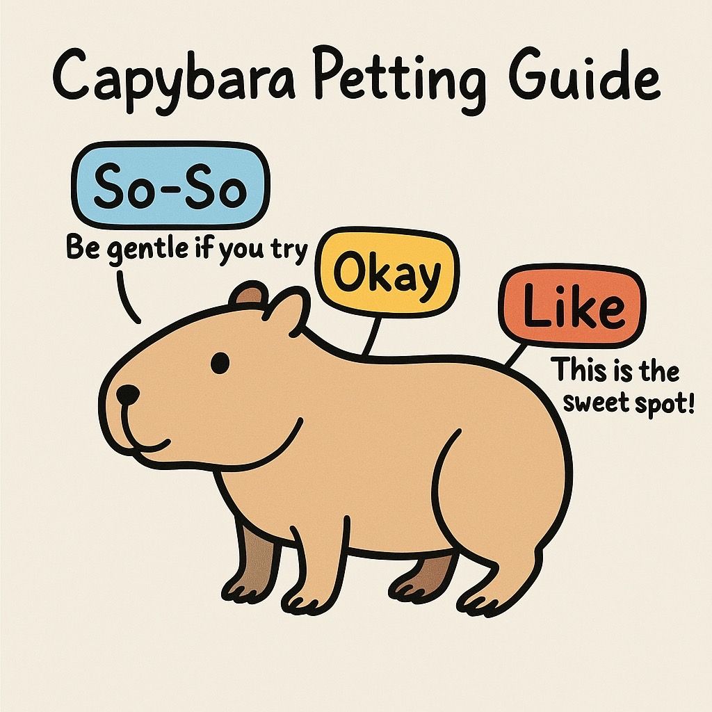 Capybara petting guide: be gentle on the head; the back and rump are the sweet spots